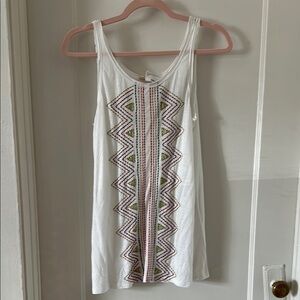 White Tank Top with Geometric Pattern